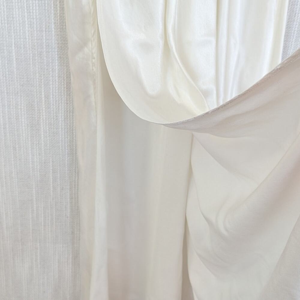Enza Costa Off-White Satin Slip Maxi Dress Womens 2 Sleeveless Scoop Neck Split - Picture 5 of 10